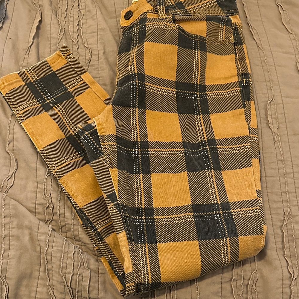 Plaid Jeans in Mustard and Black 14/31